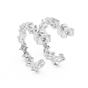 Boucles d'oreilles en argent avec diamants de laboratoire, bijoux élégants et tendance, clous d'oreilles étincelants de créateur pour femmes, cadeau de fête nuptiale - Product Image 4