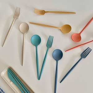 Juego de Cubiertos Portátil para Camping, Cuchara, Tenedor, Cuchillo y Palillos, en Estuche de Trigo, en Oferta - Product Image 2