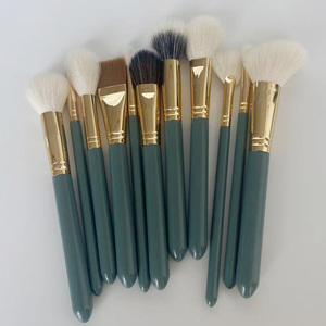 Luxury 11pcs Goat Synthetic Hair Makeup Brush Set Copper Ferrule Wood Handle Face Eye Powder <b>Blush</b> Eyeshadow Cosmetic Brushes - Product Image 5