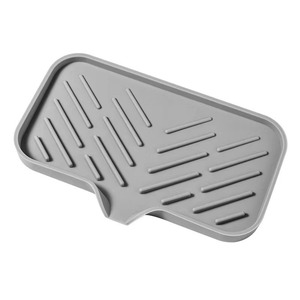 Silicone Soap Dish Rectangular Gray Self Drain Sink Mount Bathroom Kitchen Use - Product Image 5