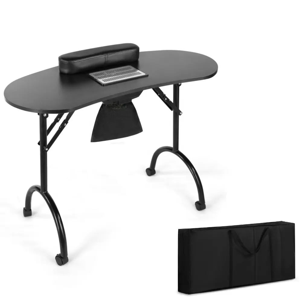โต๊ะทำเล็บแบบพกพา,โต๊ะทำเล็บสีดำโต๊ะทำเล็บพร้อมปลายเล็บโต๊ะร้านเสริมสวย
