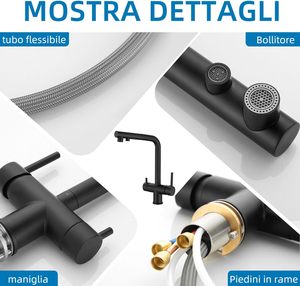 <span class=keywords><strong>Rubinetto</strong></span> da <span class=keywords><strong>Cucina</strong></span> a 3 Vie, 360° °   <span class=keywords><strong>Rubinetto</strong></span> Miscelatore Girevole, <span class=keywords><strong>Rubinetto</strong></span> da <span class=keywords><strong>Cucina</strong></span> con Beccuccio Flessibile, per Acqua Fredda e Calda con <span class=keywords><strong>Filtro</strong></span> - Product Image 6