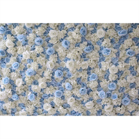 Dekorasi dinding gulung bunga mawar buatan warna biru bayi putih untuk pernikahan, ukuran 8ft x 8ft, dengan panel latar belakang dan penyangga.