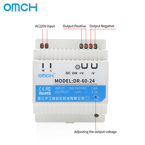 Fuente de Alimentación Conmutada Industrial OMCH <span class=keywords><strong>DR</strong></span>-60-5/12/24 DIN Rail AC-DC 5V 12V 24V 6.5A 5A 2.5A 60W SMPS Individual RoHS para - Product Image 4