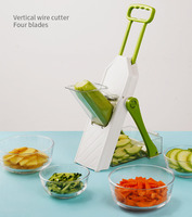 Mandoline de cuisine manuelle 5-en-1 réglable en acier inoxydable, écologique, pour viande congelée, oignon et pastèque