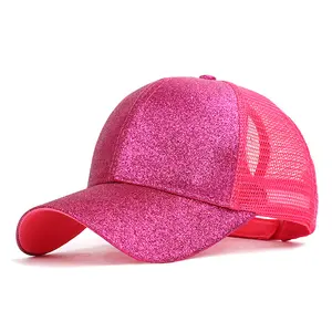 모자 여자 반짝이 Suppliers-야구 모자 여성 포니 테일 패션 반짝이 모자 여성 트럭 운전사 모자