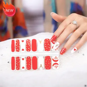 Eco friendly and safety self adhesive christmas deer design nail art beauty, nail polish wraps, nail stickers