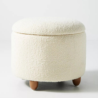 Nordique Simple tissu personnalisé Base en bois tabouret rond salon canapé tabouret rangement Pouf pouf chambre maquillage tabouret