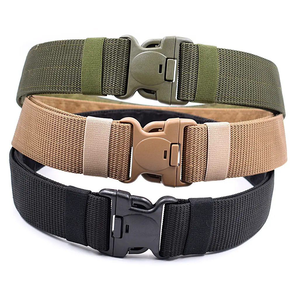 Novo Design Personalizado Tipos Canvas Tecido Webbing Homens Webbing Belt OEM Tactical Belt com Plastic Buckles Belt