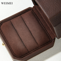 WEIMEI Boîte Lumineuse en Cuir Marron pour Emballage de Bijoux, Boîte Cadeau LED Personnalisable avec Logo pour Bijoux Fins