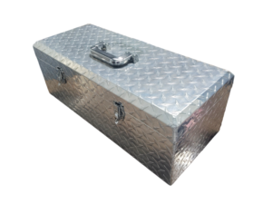 Diamond Pattern Aluminum <b>Metal</b> <b>Tool</b> Storage <b>Box</b>, Lockable Large Capacity Organizer <b>for</b> Truck Outdoor Workshop - Product Image 1