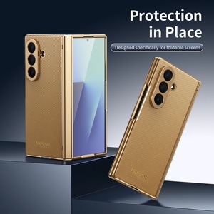 เคสโทรศัพท์มือถือหนัง PU หรูหราสำหรับ Samsung Z Fold 8 3 4 5 6 7 พร้อมฟิล์มกันรอยหน้าจอ กรอบชุบป้องกันแรงกระแทก - Product Image 2