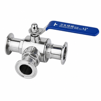 Vanne à boisseau sphérique sanitaire 3 voies en T SUS304 Tri-Clamp DN25 pour ligne de traitement laitier, certifiée CE FDA ISO 9001, documentée