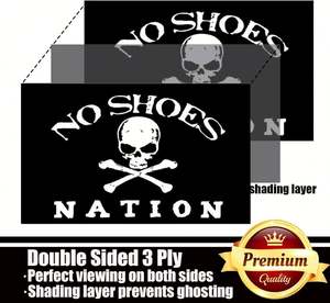 Drapeau de la nation No Shoes 3x5 pour extérieur, double face, 3 plis, couleurs vives, résistant à l'usure, coutures renforcées, polyester durable 2 - Product Image 3