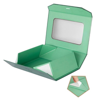 Boîte cadeau de luxe rouge transparente pour cadeaux, emballages en papier biodégradable avec fenêtre, fermeture magnétique