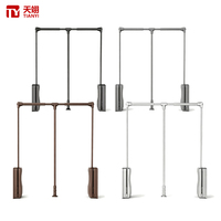 TIANYI Perchero Extraíble Negro Mate para Armario, Sistema Hidráulico de Elevación de Aluminio para Soluciones de Almacenamiento en Armarios y Closets