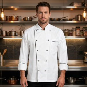 Veste de chef industrielle de qualité supérieure Stonefield Manufacturing OEM, double boutonnage, col montant, résistante à l'usure, pour restaurant - Product Image 2