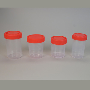 Vasos desechables de plástico para muestreo de orina de 30ml, 50ml, 60ml, 80ml, 90ml con tapa roja para uso en laboratorio - Product Image 2