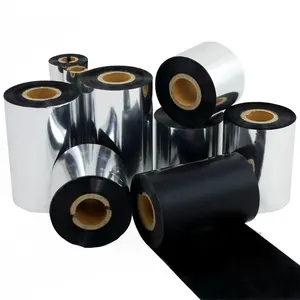 Premium cera 110x300 110x450mm barcode printer ribbon cor ou preto transferência térmica ribbon zebra resina ribbon
