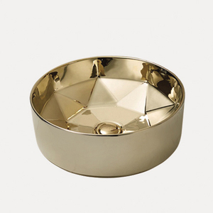 Vasque de salle de bain moderne en céramique dorée, lavabo artistique de luxe à poser, peint à la main, facile à nettoyer <span class=keywords><strong>CORONIS</strong></span> - Product Image 1