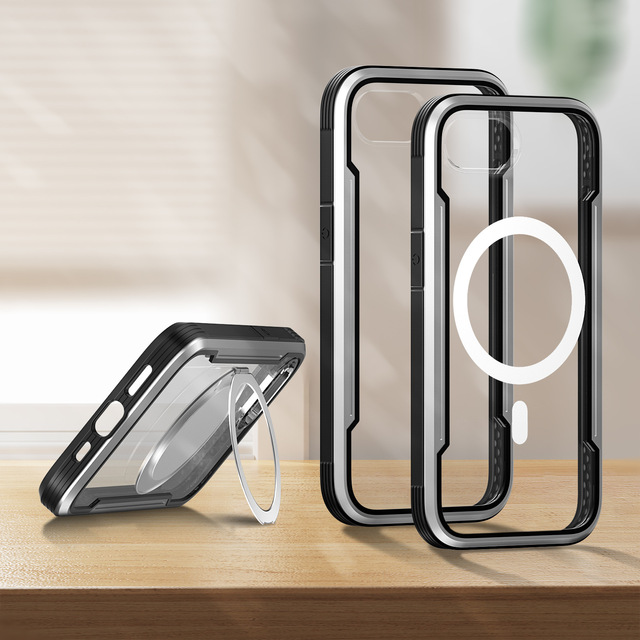 For iPhone 16e phone case, transparent metal anti-drop phone case protection cover