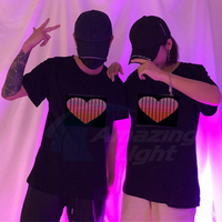 T-shirt LED Ailes d'Aigle, activé par le son, clignotant, égaliseur musical lumineux, T-shirt LED