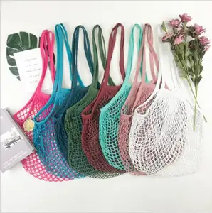 Bolsas de algodón reutilizables para compras, bolsas de mano de malla tejida, para almacenamiento de frutas, regalo ecológico