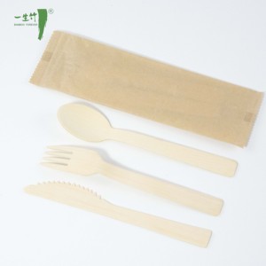 Trung Quốc nhà máy dùng một lần tre dao kéo bằng gỗ OEM thìa gỗ đặt tre Flatware sets cho nhà hàng cắm trại bên - Product Image 3