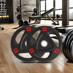 Discos de Peso con Agarre Triple de Goma para Barra - Equipo de Gimnasio Antideslizante y Duradero para Levantamiento de Pesas Profesional - Product Image 4