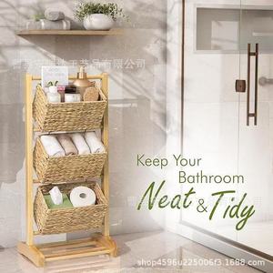Wooden Floor <b>Standing</b> Three Tier Storage Basket Rack For Kitchen Fruits <b>Vegetables</b> Multi Purpose Snack Organizer - Product Image 2