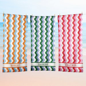 Toalla de Secado Rápido, Manta de Picnic para Playa, Toalla de Baño con Estampado de Ondas Multicolor, Toallas de Playa Naranja y Azul - Product Image 6