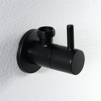 Robinet d'arrêt d'angle en laiton noir moderne pour salle de bain, à quart de tour, installation facile, vente en gros