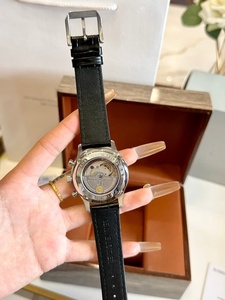 Silver Steel <b>Case</b> Dark Blue Sunburst Dial Arabic Numeral Marker Multi Function Chronograph Automatic <b>Watch</b> with Black iwcing - Product Image 4