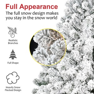 Sapin de Noël floqué de 1,5 m - Arbre de Noël artificiel enneigé avec 407 pointes, forme pleine en PVC, support métallique robuste, Winter Wond - Product Image 5