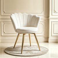 Chaise coquille en velours de luxe moderne haut de gamme avec pieds en métal doré pour chambre à coucher, salon, salle de maquillage