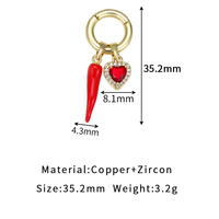 Pendentif en or 14 carats plaqué or avec zircone et perle de style baroque, charme de collier DIY vintage en forme de cœur œil de diable