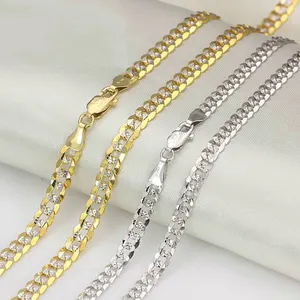 20/22/24inch 4-5-6mm 18K Solid Gold Chain Cuban Link Chain AU750 Stamp Yellow White Gold Long Chain For Men