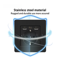 Prise murale EU en acier inoxydable DepoGuye 86x86mm, interrupteur Schuko français, panneau d'interrupteur USB Type-C, pour maison et hôtel