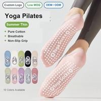 Calcetines de Yoga y Pilates al por Mayor con Logotipo Personalizado, Antideslizantes, con Tiras, Corte Bajo, Puntos de Silicona, Transpirables, de Algodón, para Fitness, para Mujer