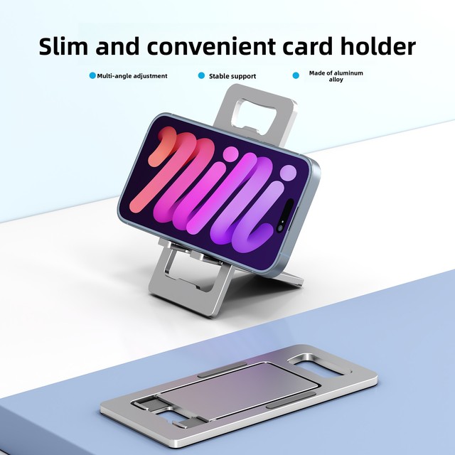 Card-style Foldable Portable Aluminum Alloy Desk Stand Phones Tablets Livestreaming Desktop Holder Multi-angle Adjustment Stable