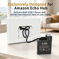 AT-Hub Flush Mount PoE ke Pengisi Daya USBC untuk Echo Hub IEEE 802.3at PoE+ ke Type-C 5V/9V 25W dengan USBC 2.0 Data Kabel
