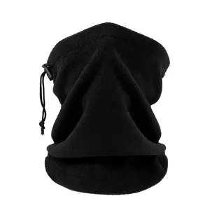 Fleece Tubular Bandana Drawstring Black Neck Gaiter Winter Warm Neck Cover Hijab Head Scarf Soft Comfort Patch Helmet Liner