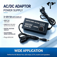 Adaptador de Corriente de Voltaje Ajustable de 3V-12V 1A/2A/3A/5A con Control de Velocidad, Temperatura y Brillo Continuo para LED