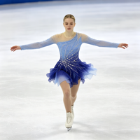 Robe de patinage et de danse dégradé bleu clair et foncé, manches longues en maille, strass effet soleil, pour enfants et adultes, compétition et performance