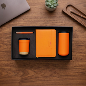 Liviya PU Leather Business Notebook Gift Set Pen 2 Coffee Tumblers Embossed Personalized Printing Corporate New Year <b>Christmas</b> - Product Image 1