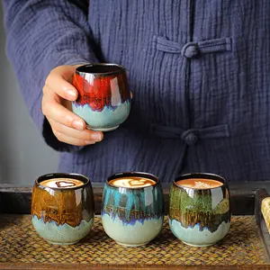 Wholesale Flambed Glazed Pottery Chinese Kung Fu Tea Cup Ceramic Coffee Espresso Cup