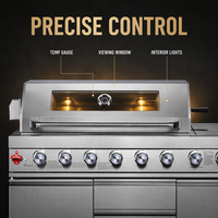 Barbecue à gaz portable moderne de luxe haut de gamme, 8 brûleurs, acier inoxydable 304, certifié CE, allumage électronique pour l'extérieur