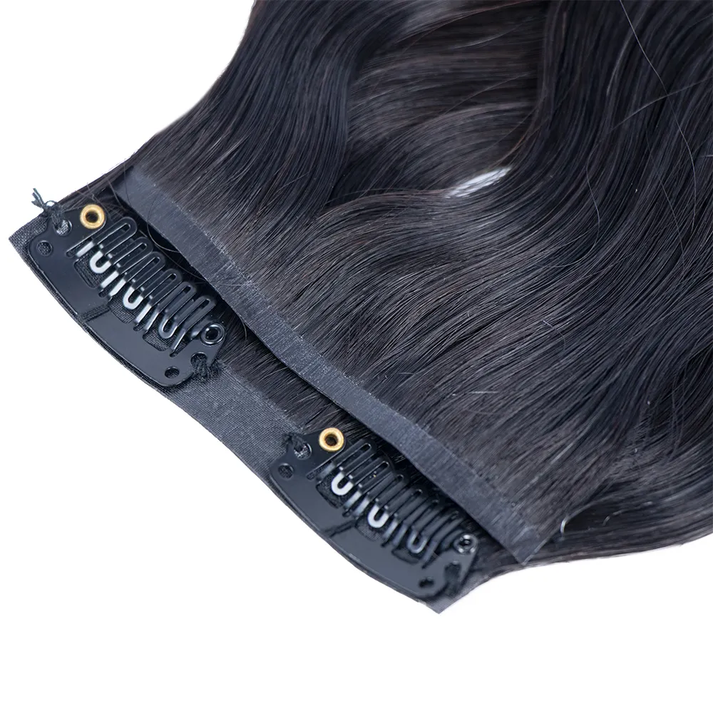 Nagel haut ausgerichtet 100% Echthaar verlängerungen Echthaar injiziert nahtlosen Clip in Haar verlängerung