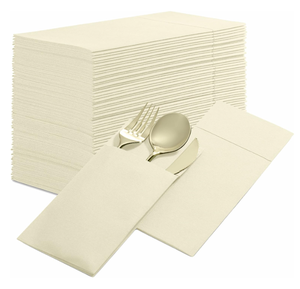 <span class=keywords><strong>Serviettes</strong></span> de table jetables <span class=keywords><strong>pré</strong></span>-<span class=keywords><strong>pliées</strong></span> 40x40cm 55gsm 1 plis avec fourchettes <span class=keywords><strong>pliées</strong></span> en poche pour mariage, Noël, baby shower - Papier Airlaid - Product Image 2