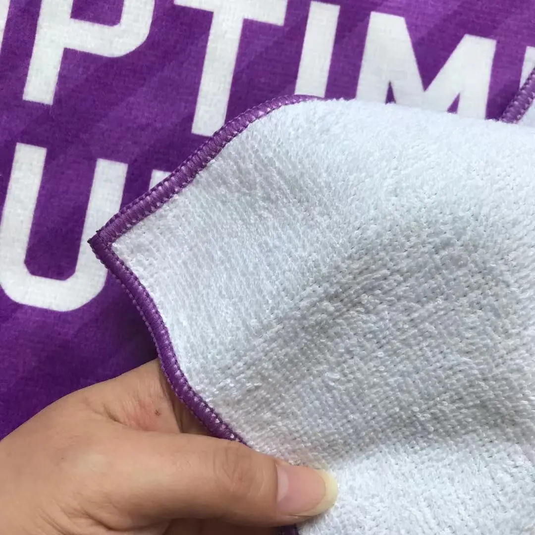 Serviette de plage double face de haute qualité Impression Polyester Front Cotton Terry Back Sport Towel